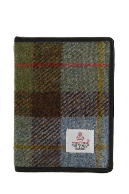 Harris Tweed Passport Cover | A017 Black Leather