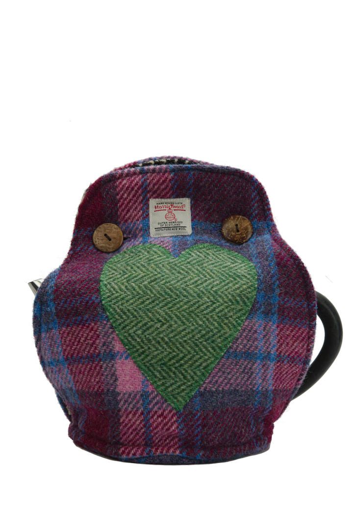 Harris Tweed Tea Cosy Pink Blue Check NHB1 Heart