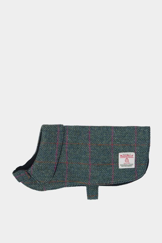 Harris Tweed Cosy Dog Coat | Turquoise Herringbone Prices From