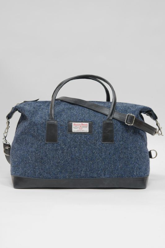 Harris Tweed Luggage Bag | BC4 (Black Leather)