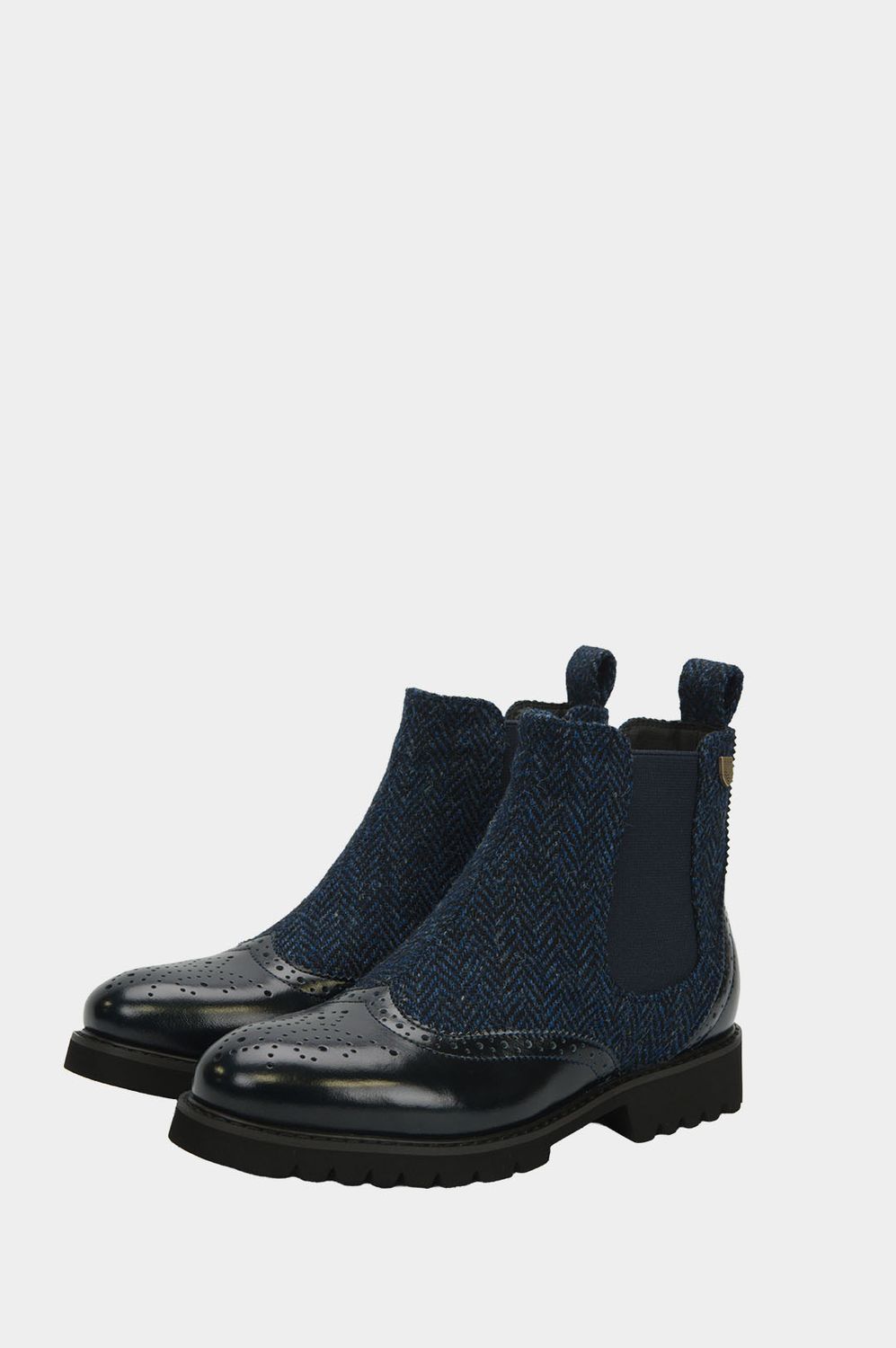 Harris Tweed Kendal Boots | Navy Herringbone