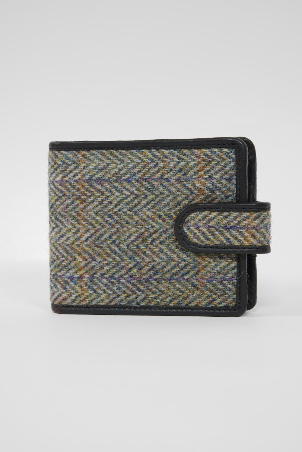 Harris Tweed Murdo Wallet | HB107 (Black Leather)