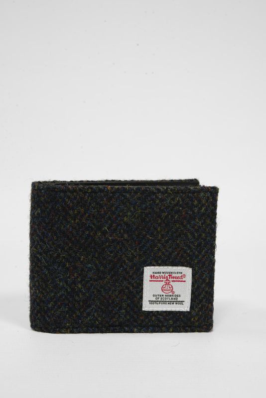 Harris Tweed Iain Wallet | HB128 Black Leather