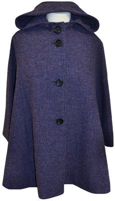 Harris Tweed Ladies Hooded Cape | Violet (Black Buttons)