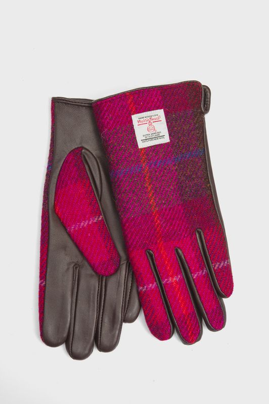 Harris Tweed Ladies Gloves | A031 (Brown Leather) (ISL)