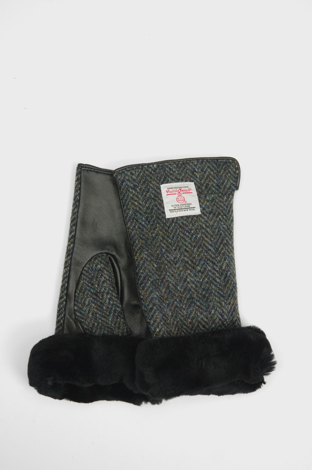 Harris Tweed Ladies Fur Mittens | HB85