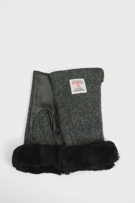 Harris Tweed Ladies Fur Mittens | HB85