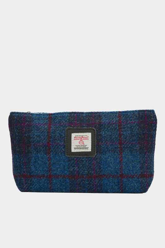 Harris Tweed Cosmetic Bag | A0174 (Black Leather)