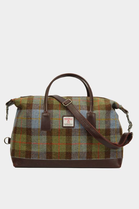 Harris Tweed Luggage Bag | A017 (Brown Leather)
