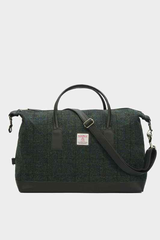Harris Tweed Luggage Bag | A0256 (Black Leather)