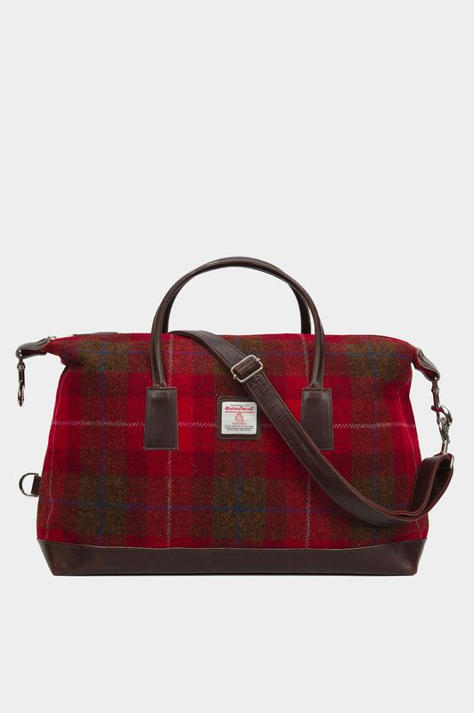 Harris Tweed Luggage Bag | A001 (Brown Leather)