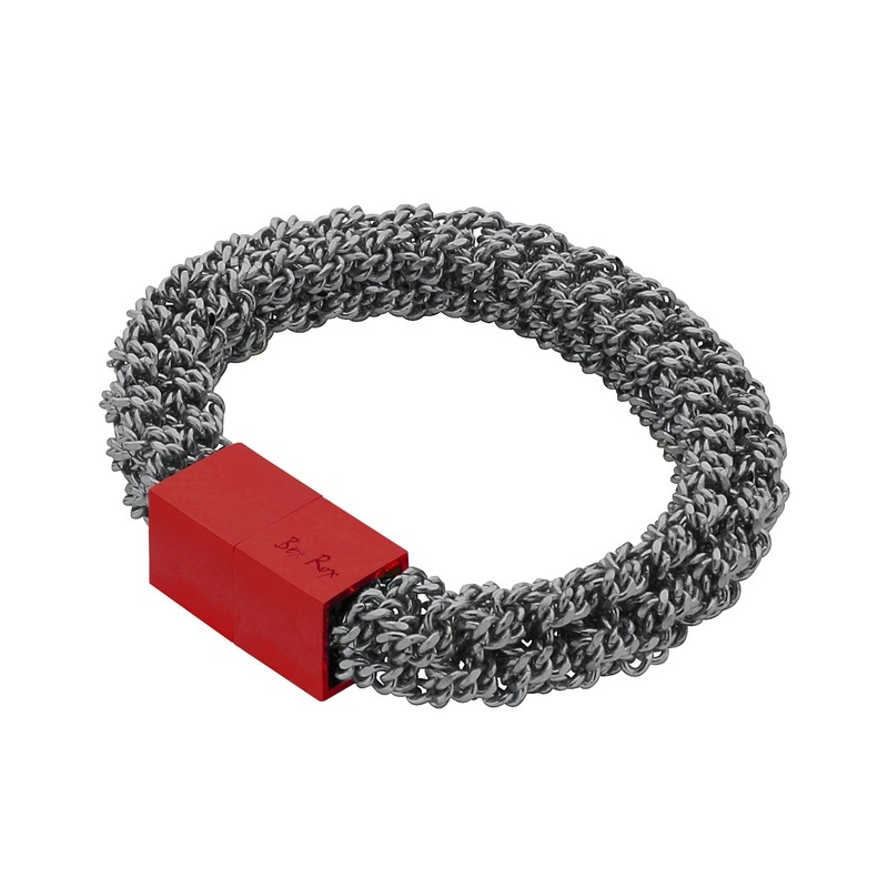 Bex Rox gina twist solid gunmetal &amp; ruby clasp bracelet