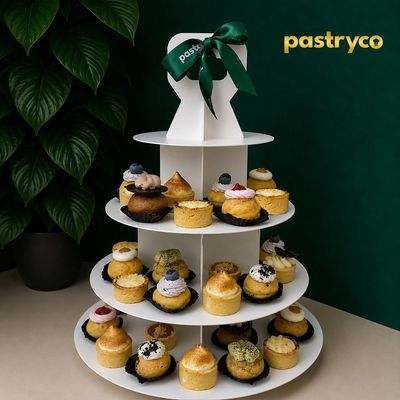 PB07 Combo Mix #3 Mini Assorted Tarts + Cream Puff | Party Dessert Tower | Halal Certified