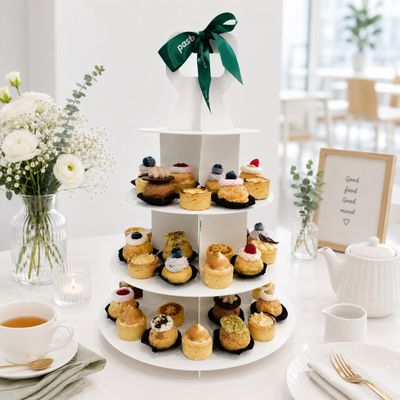 PB07 Combo Mix #3 Mini Assorted Tarts + Cream Puff | Party Dessert Tower | Halal Certified