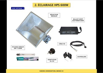 Set HPS 600W Réflecteur Megalux