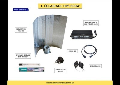 Set HPS 600W Réflecteur martelé
