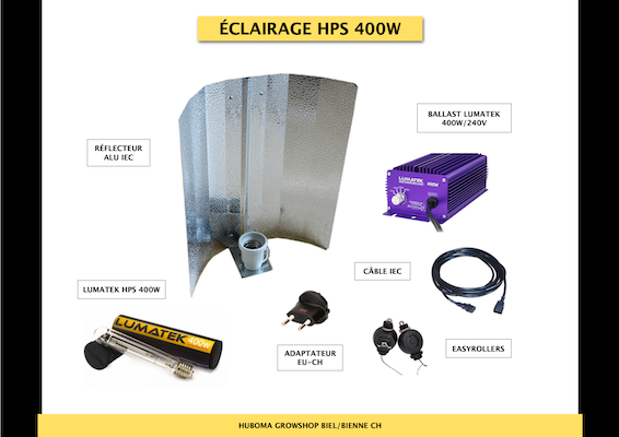 Set Lumatek HPS 400W Réflecteur martelé