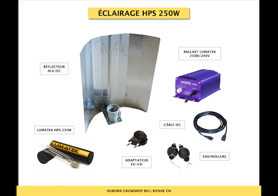 Set Lumatek HPS 250W Réflecteur martelé