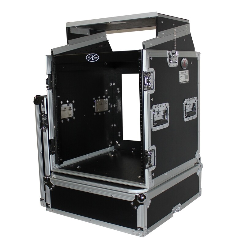 T-12MRLT 12U Rack Front load x 10U Top Mixer DJ Combo Flight Case w/Laptop Shelf &amp; Casters