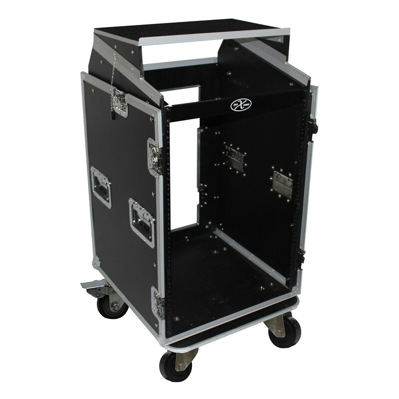 16U Rack x 10U Top Mixer DJ Combo Flight Case w/Laptop Shelf