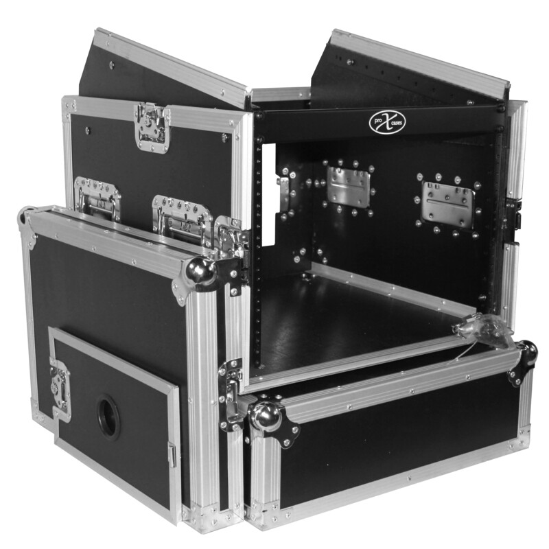Flight Case DJ Combo 8U Rack x 10U Top Mixer W-Laptop Shelf