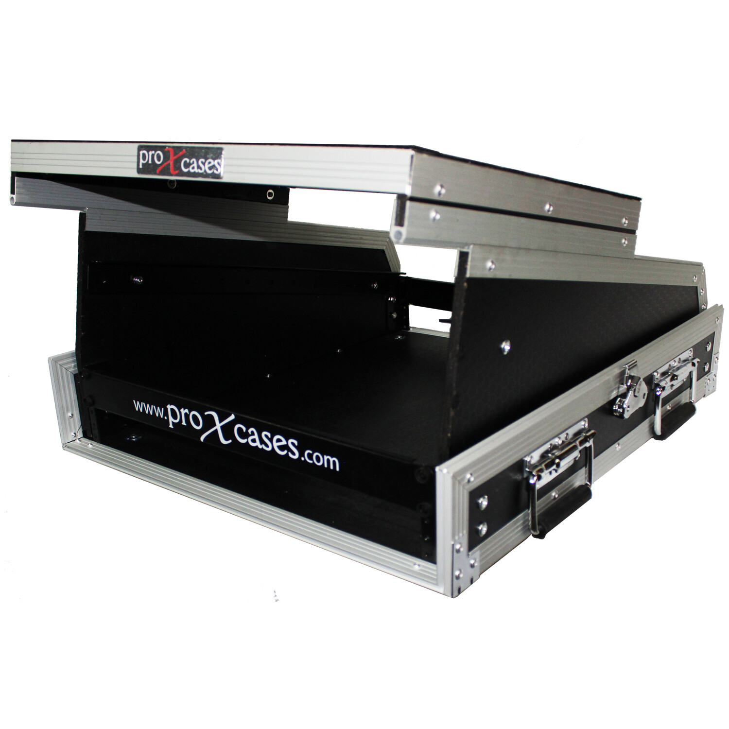2U Rack x 13U Top Mixer DJ Combo Flight Case W/Laptop Shelf
