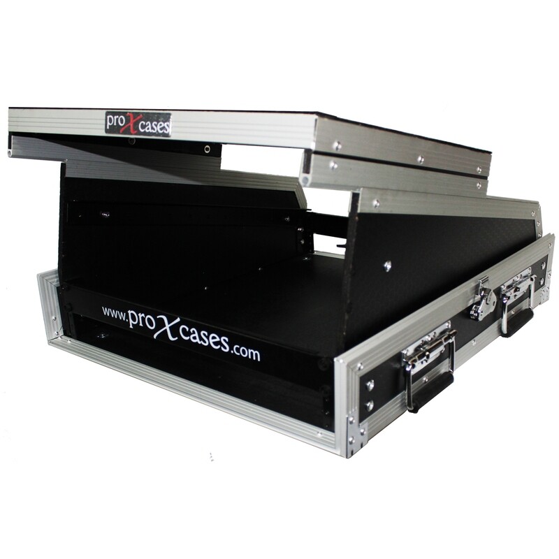 2U Rack x 13U Top Mixer DJ Combo Flight Case W/Laptop Shelf