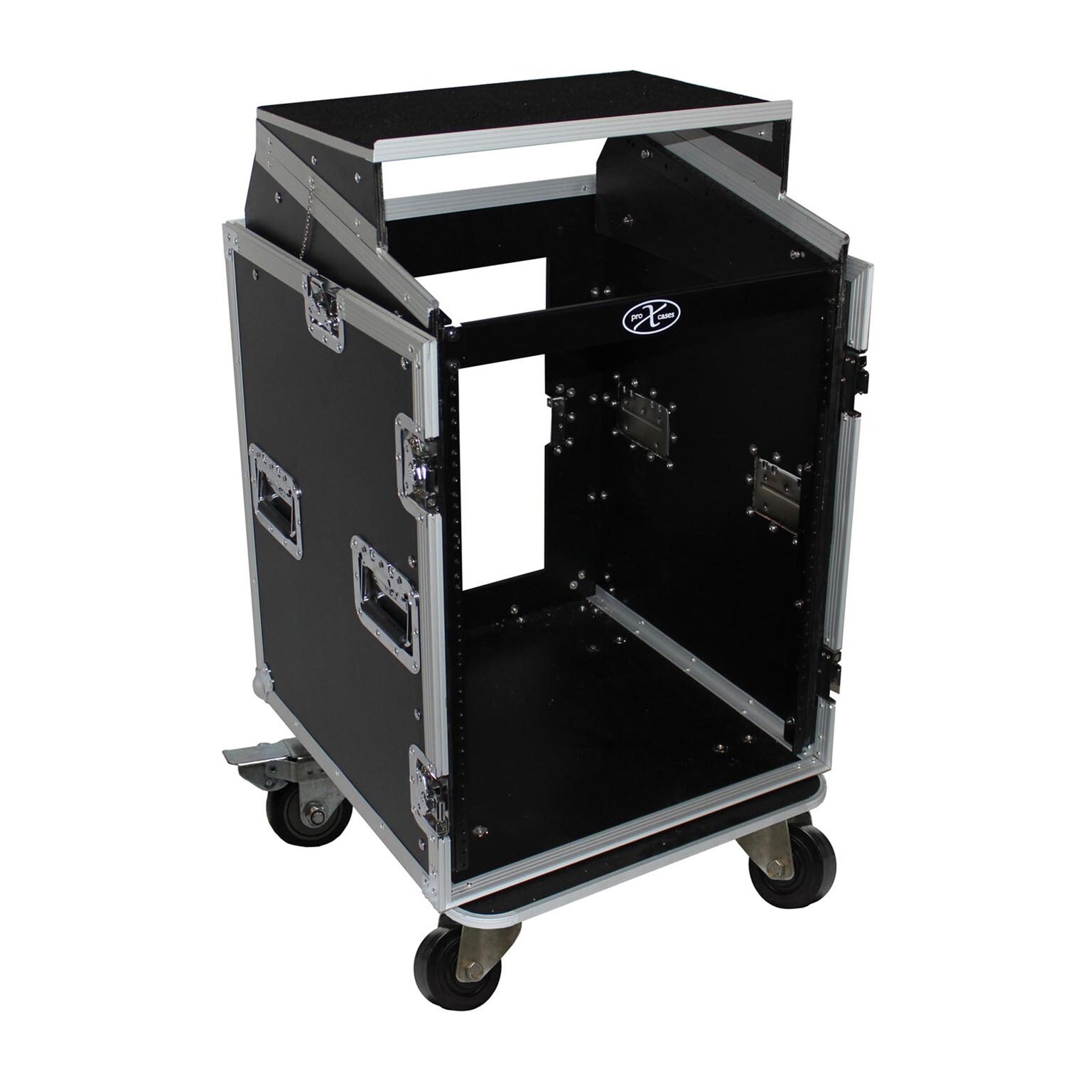 14U Rack x 10U Top Mixer DJ Combo Flight Case w/Laptop Shelf