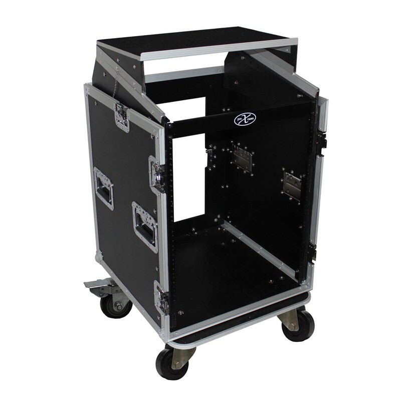 14U Rack x 10U Top Mixer DJ Combo Flight Case w/Laptop Shelf