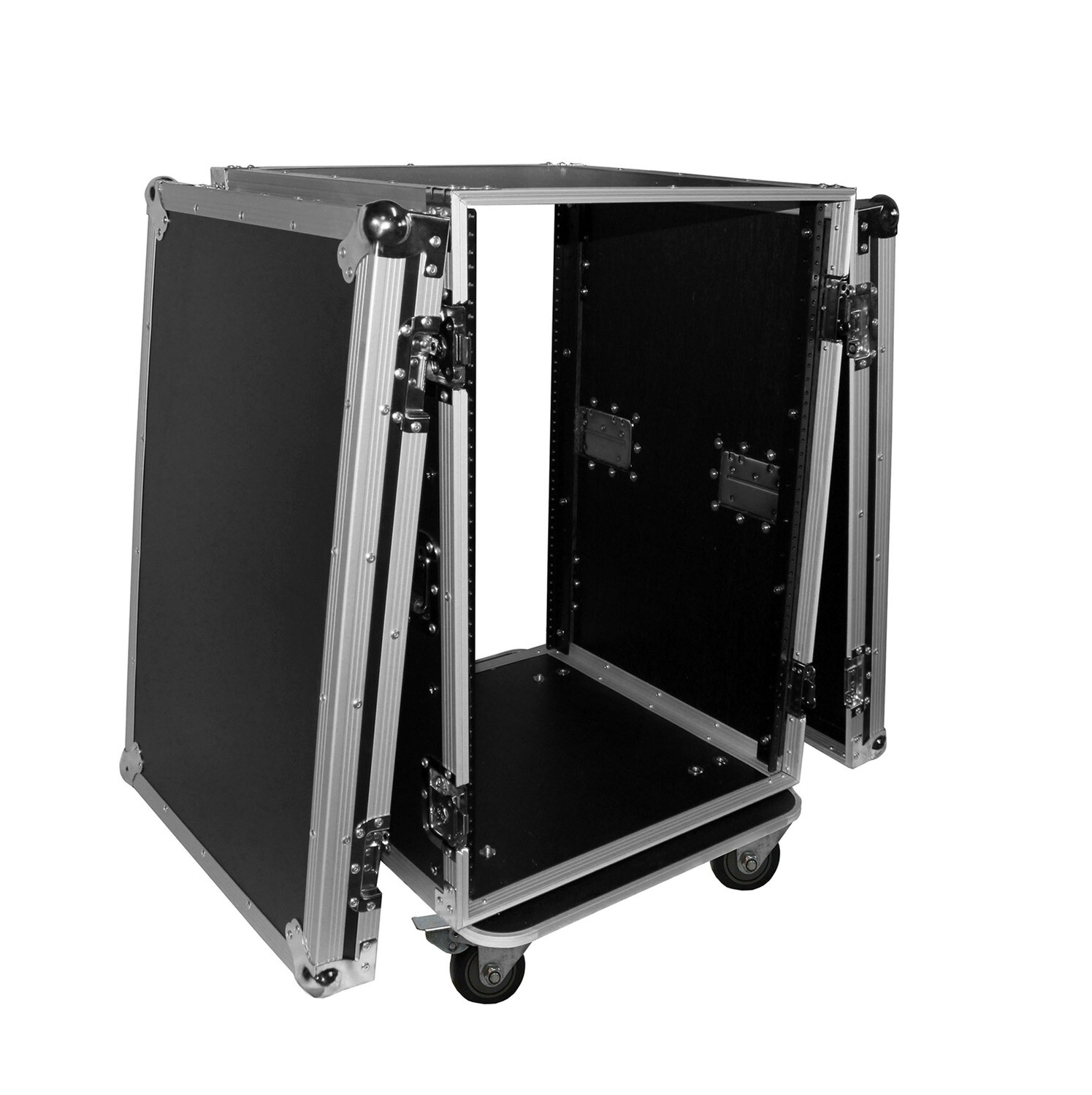 16U Space Amp Rack Mount ATA Flight Case 24" Depth w casters
