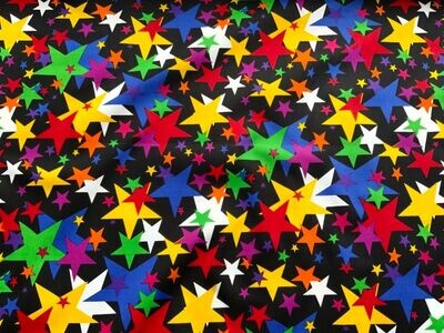 Black with Multi Coloured Stars
