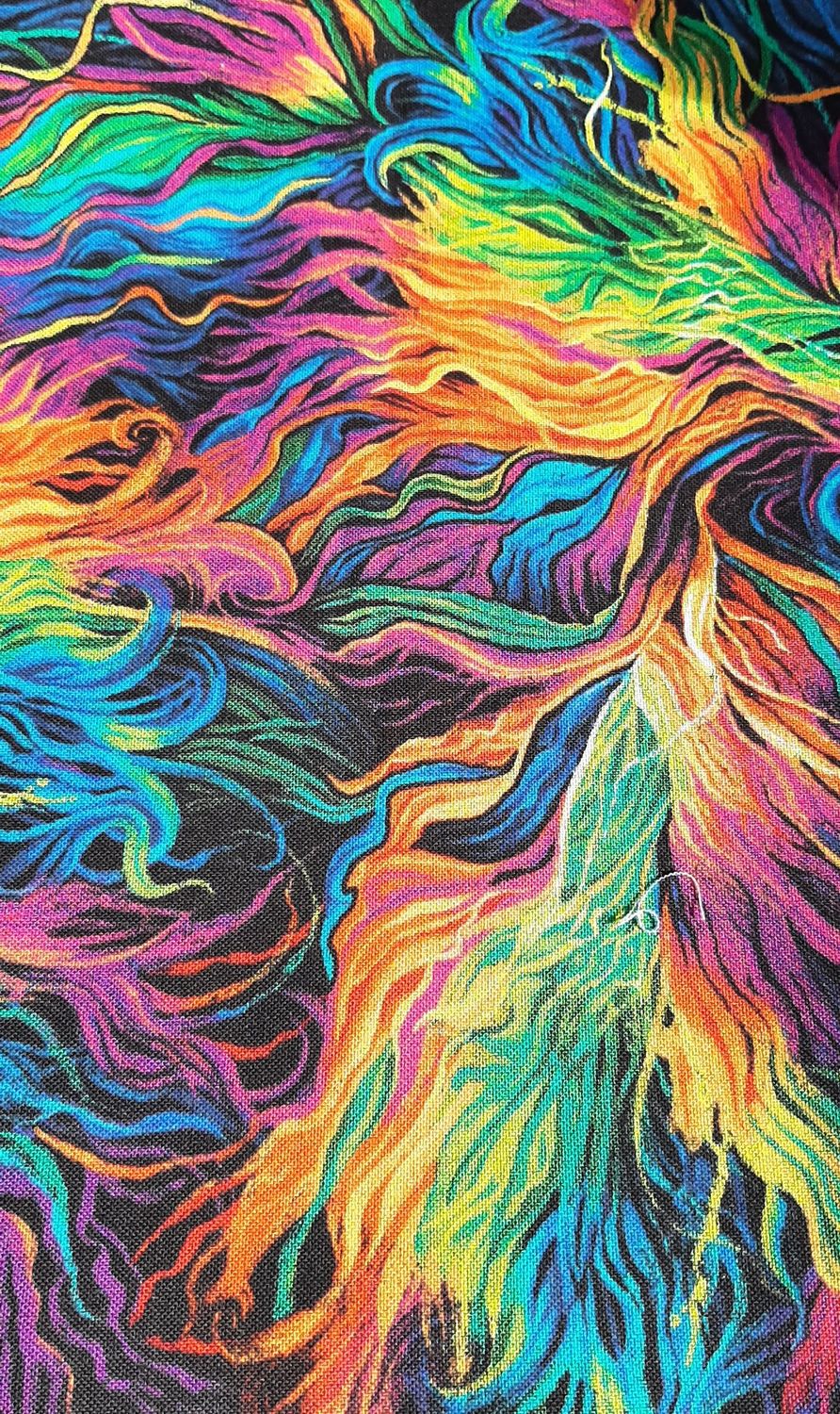 Black with Multi Coloured Crazy Swirls