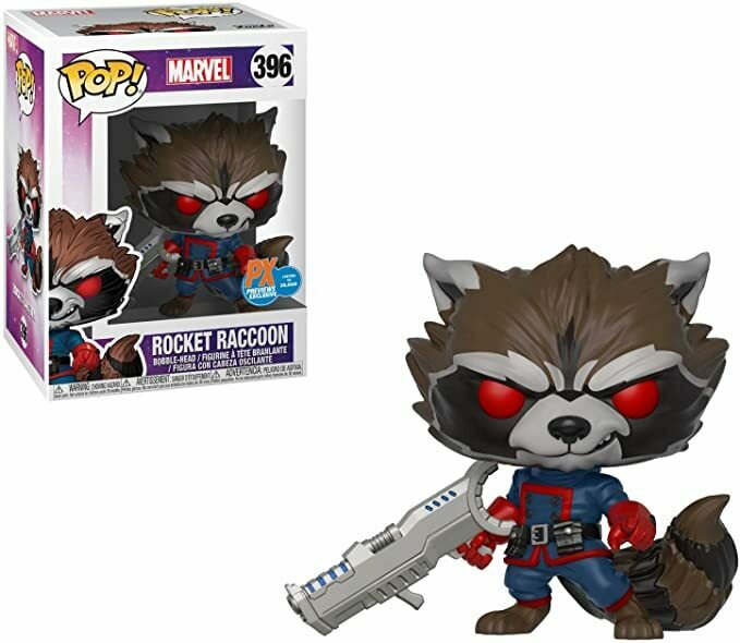 Funko Rocket Raccoon (PX Exclusive): Guardians of The Galaxy x Pop! Marvel Vinyl Figure & 1 PET Plastic Graphical Protector Bundle [#396 / 34461 - B]