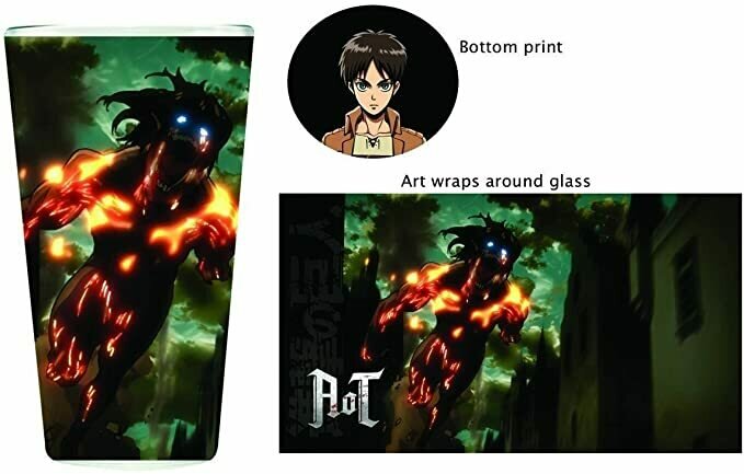 Attack on Titan Eren Glow in Dark Pint Glass Bottom Print Pint Glass