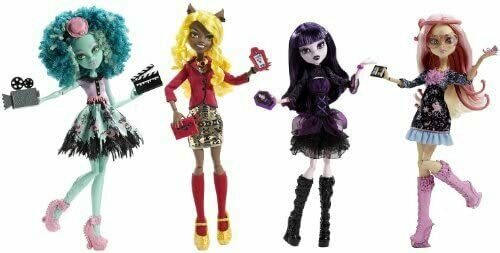 Monster High Frights, Camera, Action! Set of 4 Viperine Gorgon, Elissabat, Clawdia Wolf and Honey Swap! by Mattel
