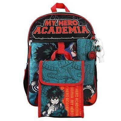 MY HERO ACADEMIA 5 PC BACKPACK SET w/ Lunchkit, Utility Case, Keychain + more