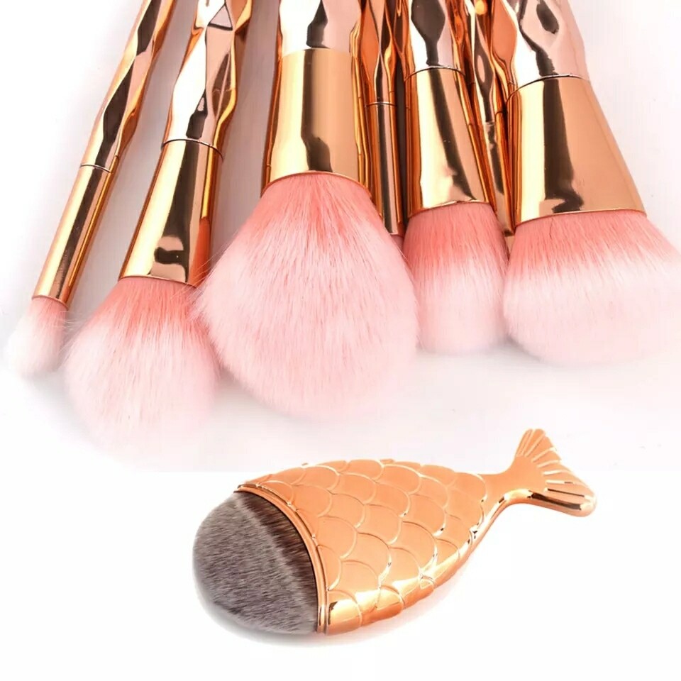 Diamond Rose Gold Makeup Brushes Set