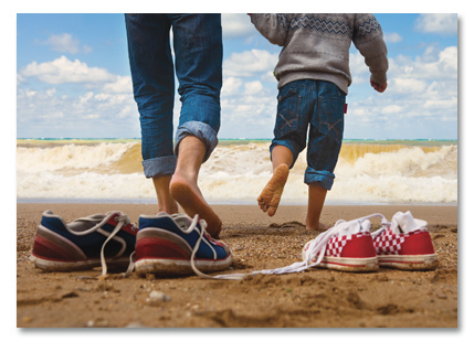 Barefoot on beach