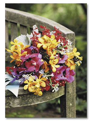 Floral on garden bench