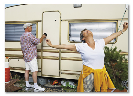 Couple in trailer park