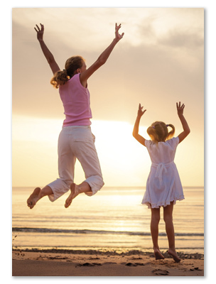 Jumping Mom and Daughter