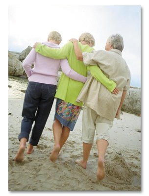 Women walking on beach