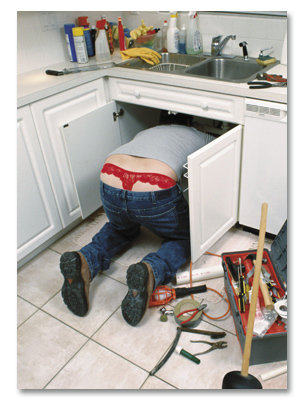 Plumber wearing thong