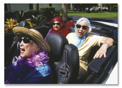 Elderly Woman in Convertible