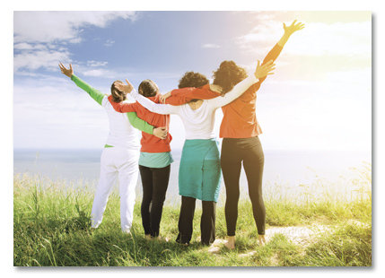 Four women at sunset