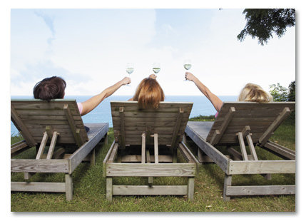 Wine toasting threesome