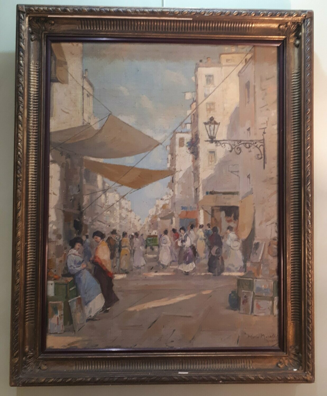 HST école napolitaine 88X67cm "rue animée"
               VENDUE
