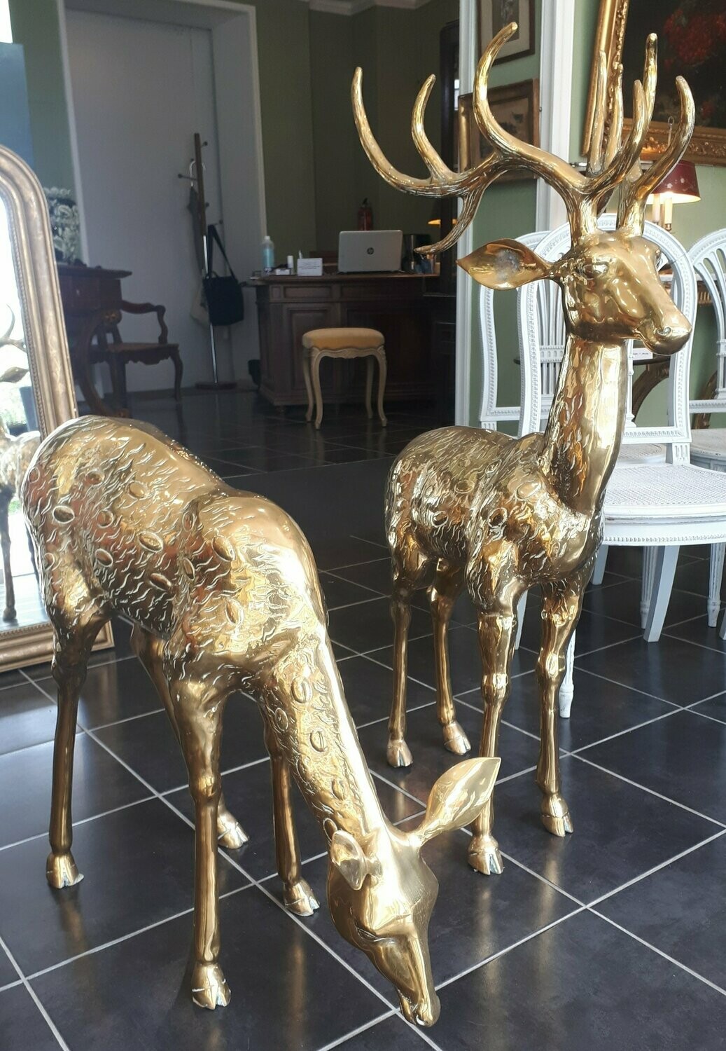 Couple Cerf et Biche en laiton 1970's (vendu)