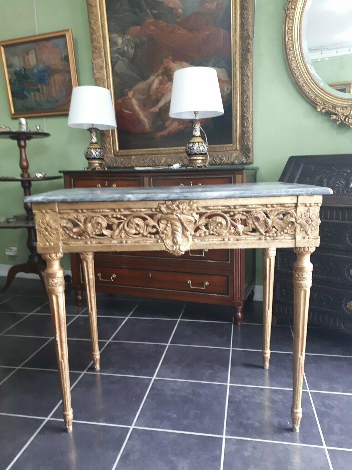 Console Bois doré et marbre (vendue)