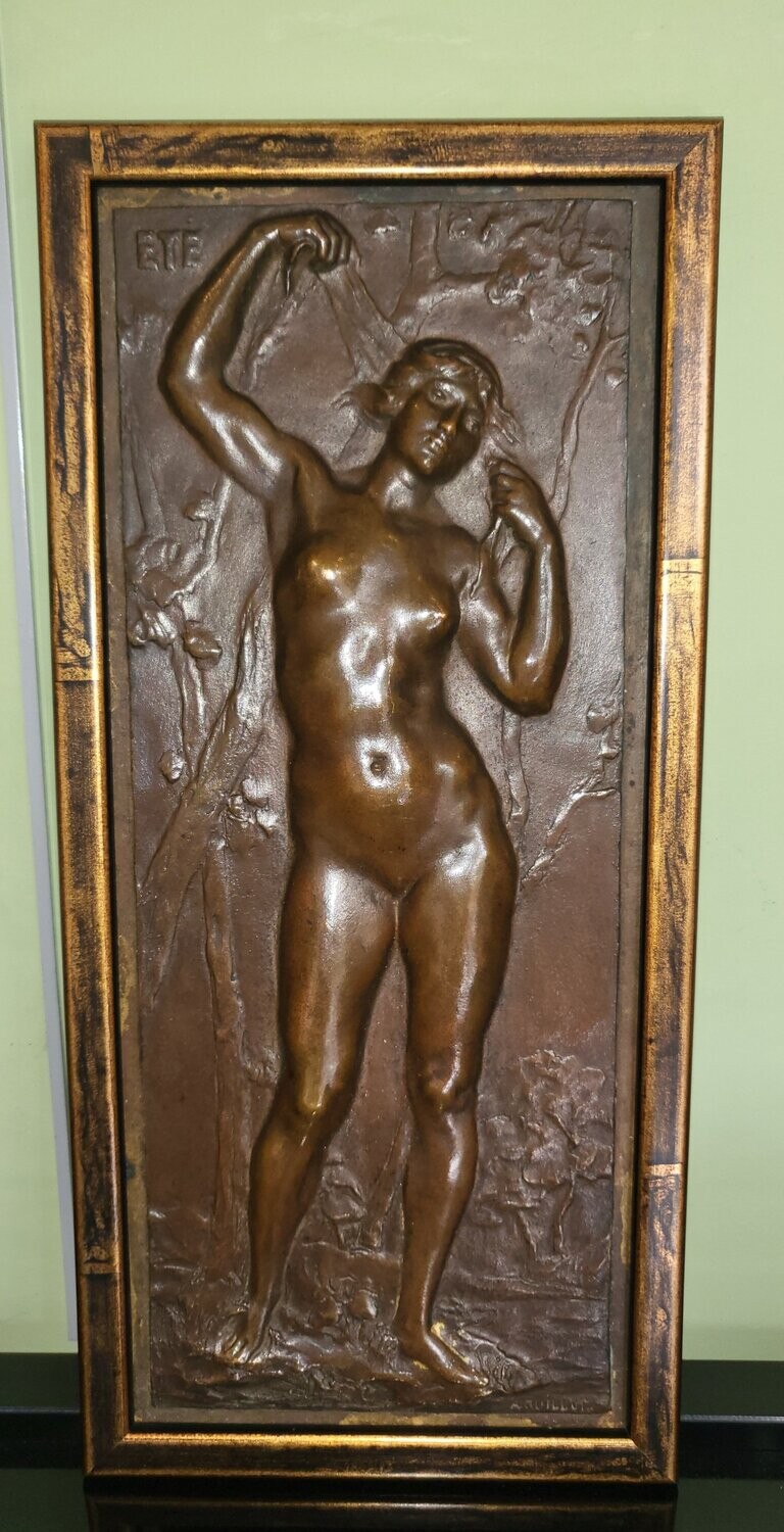 Plaques bronze "été" et "automne" A. Guillot (Vendues)